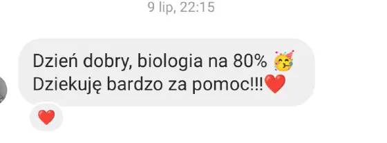 Wiadomość od ucznia po maturze z biologii z wynikiem egzaminu – opinia 3 z 14